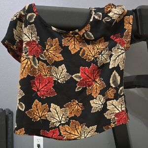 Leaf Print Black Top